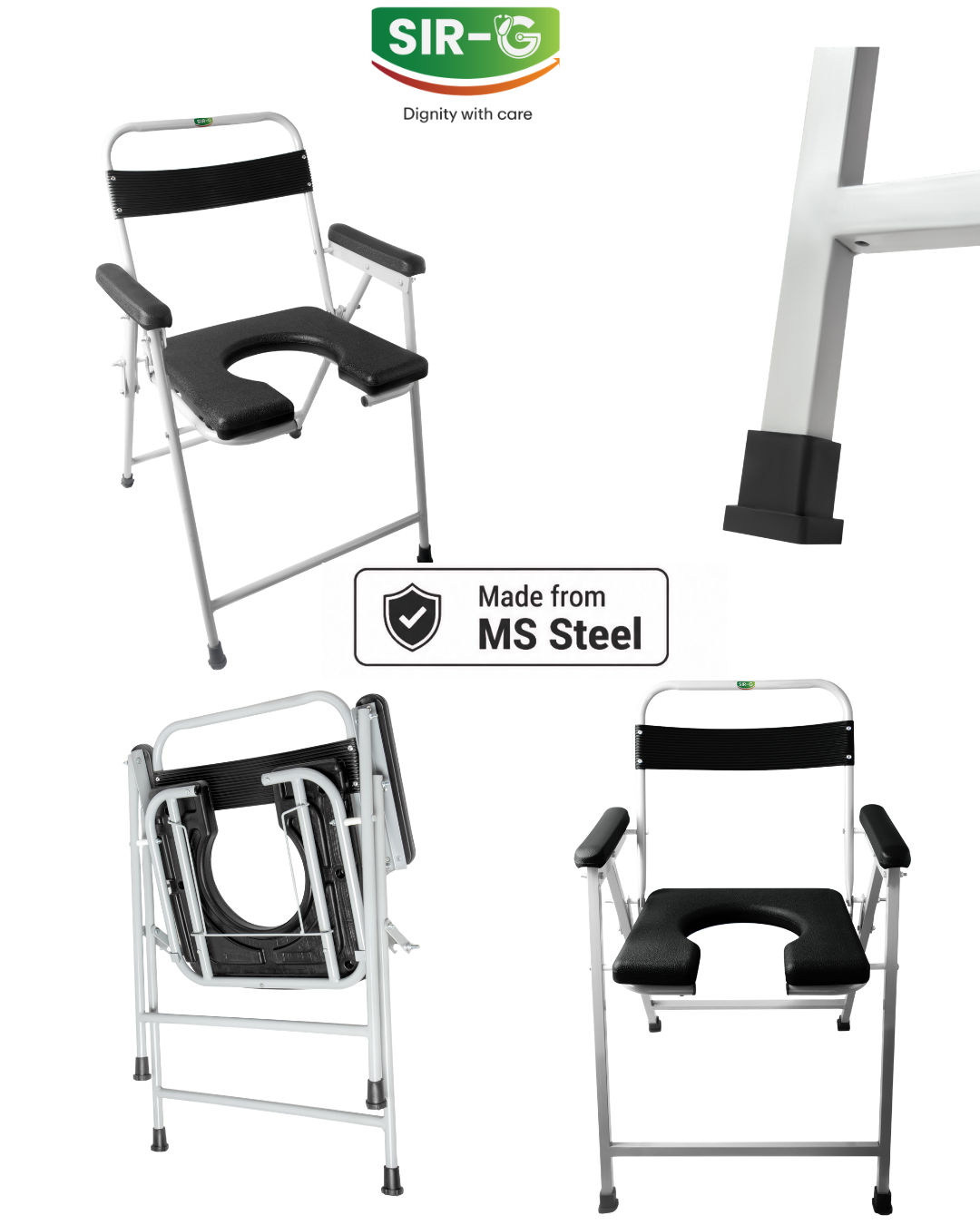Black Foldable Commode Chair