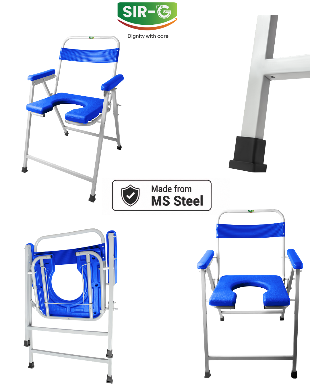 Blue Foldable Commode Chair
