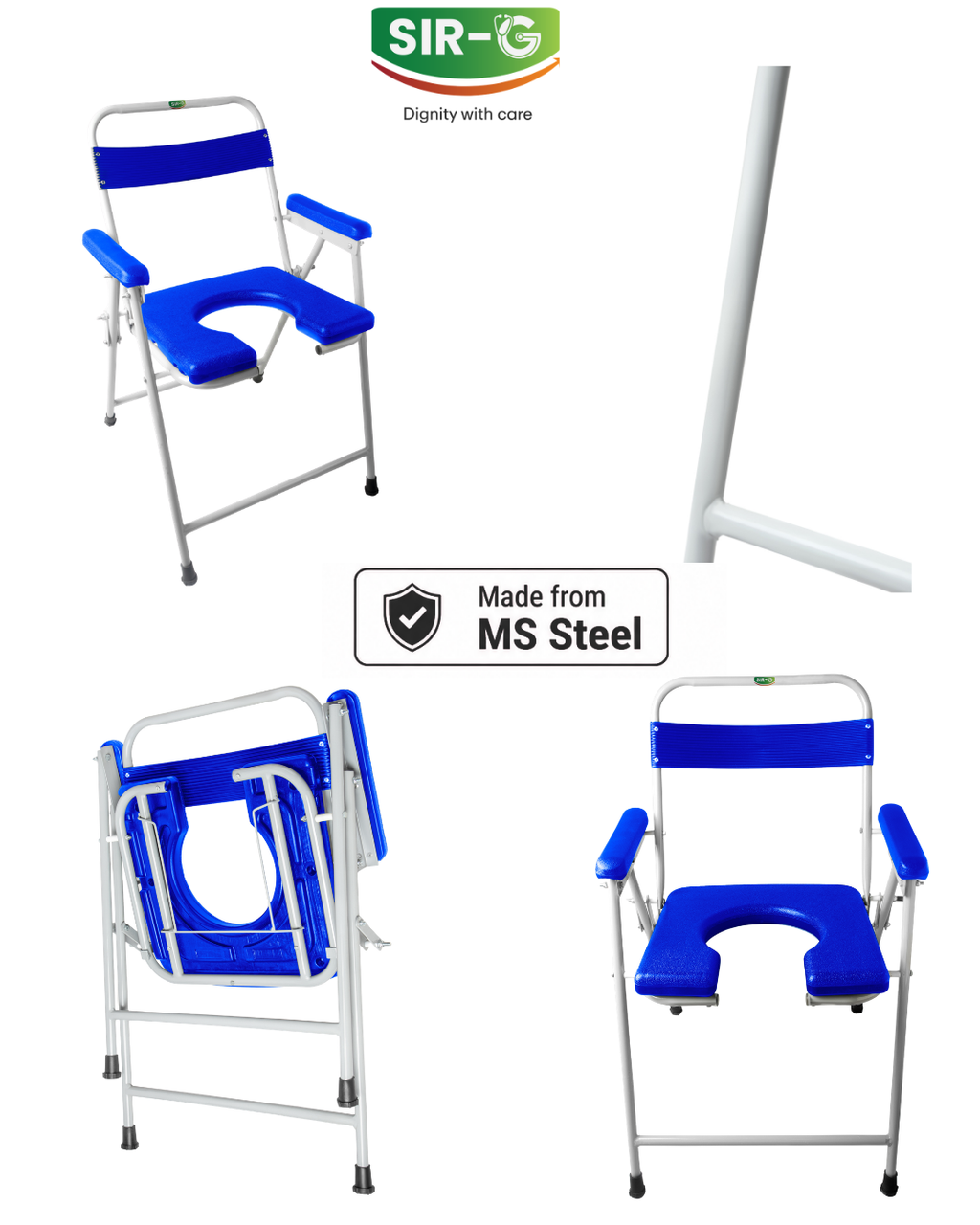 Blue Foldable Commode Chair