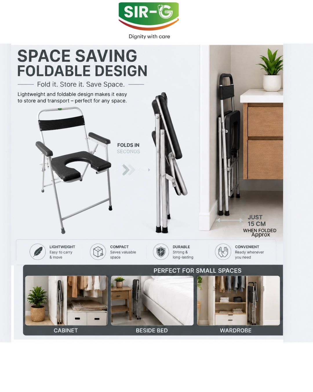 Black Foldable Commode Chair