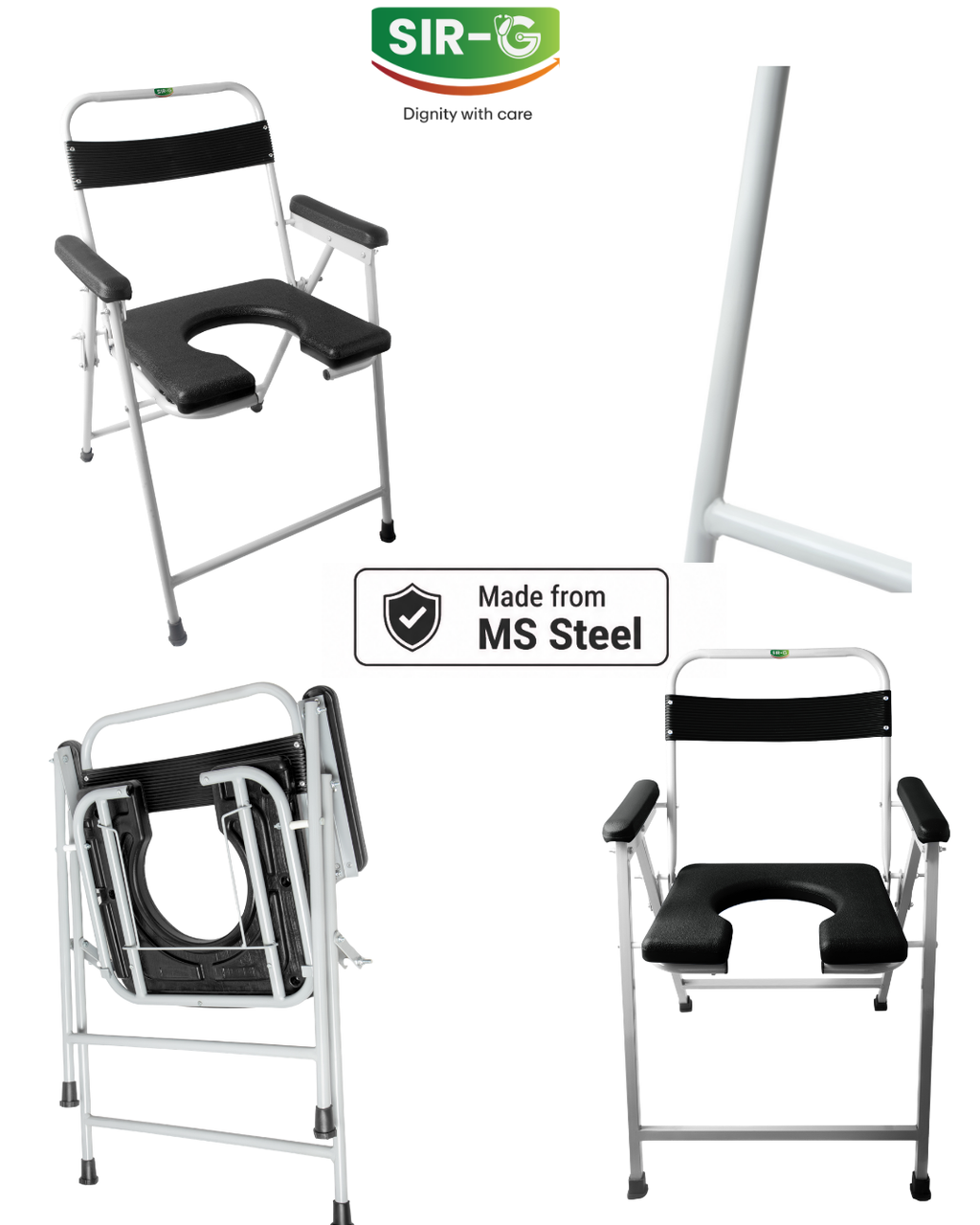 Black Foldable Commode Chair