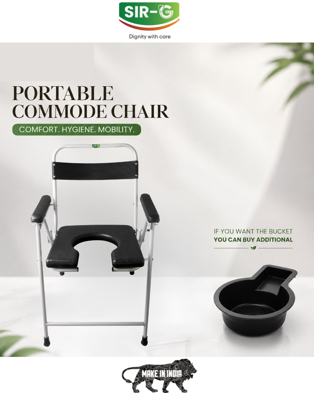Black Foldable Commode Chair