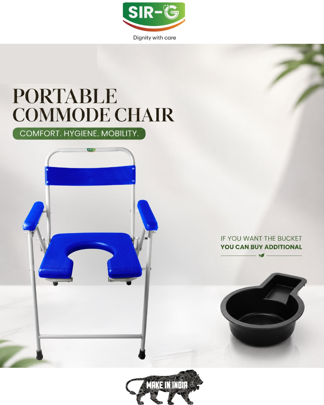 Blue Foldable Commode Chair