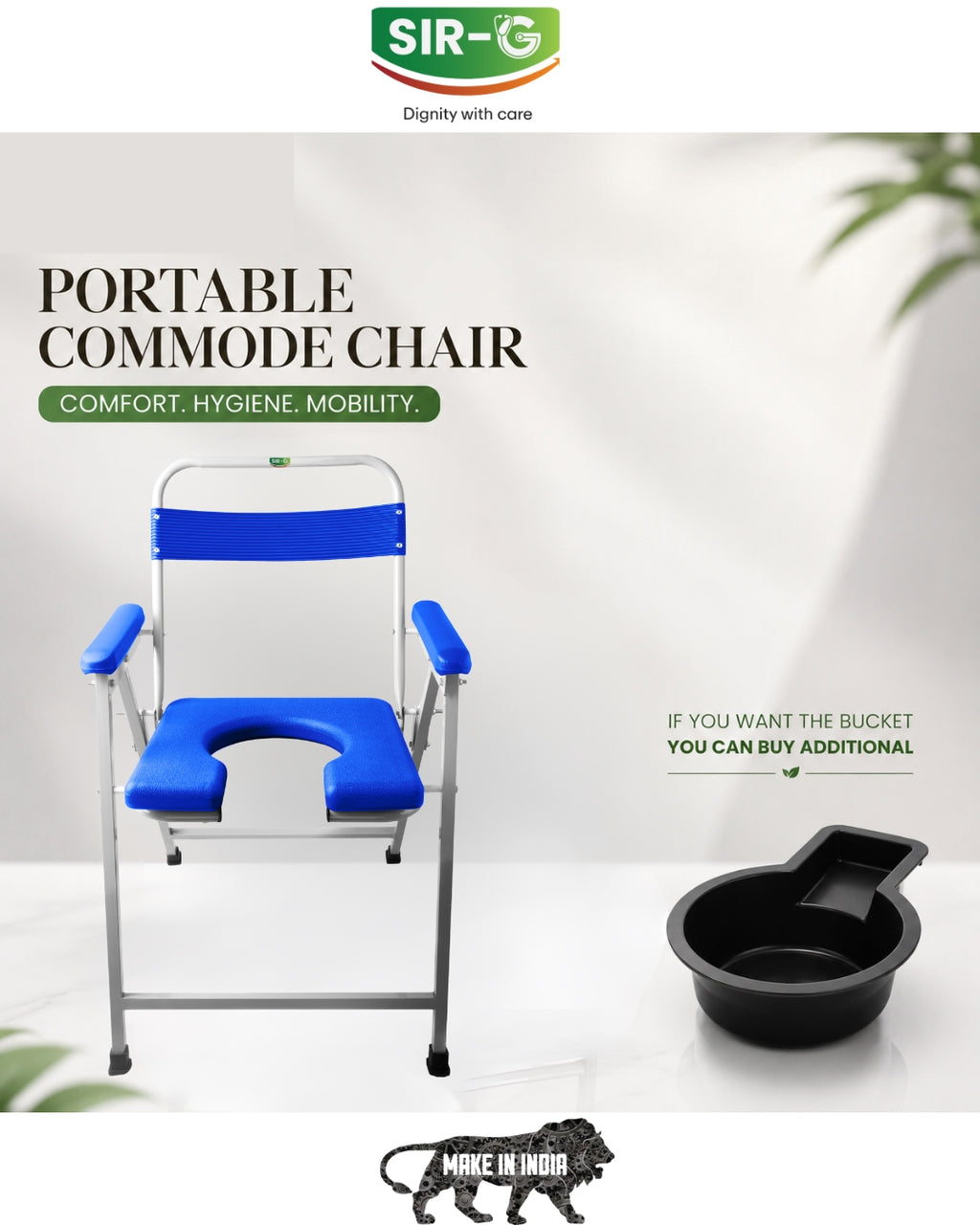 Blue Foldable Commode Chair