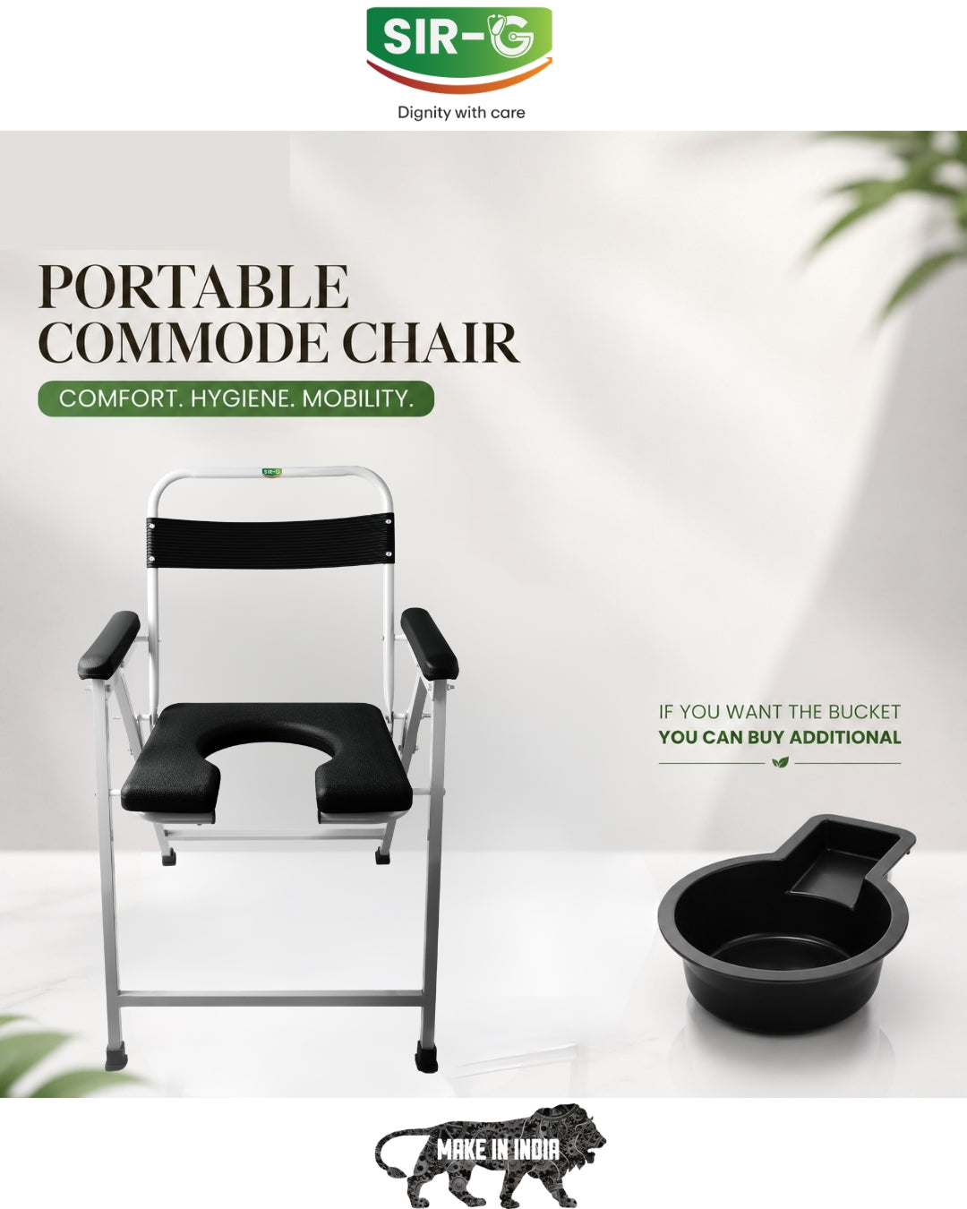 Black Foldable Commode Chair