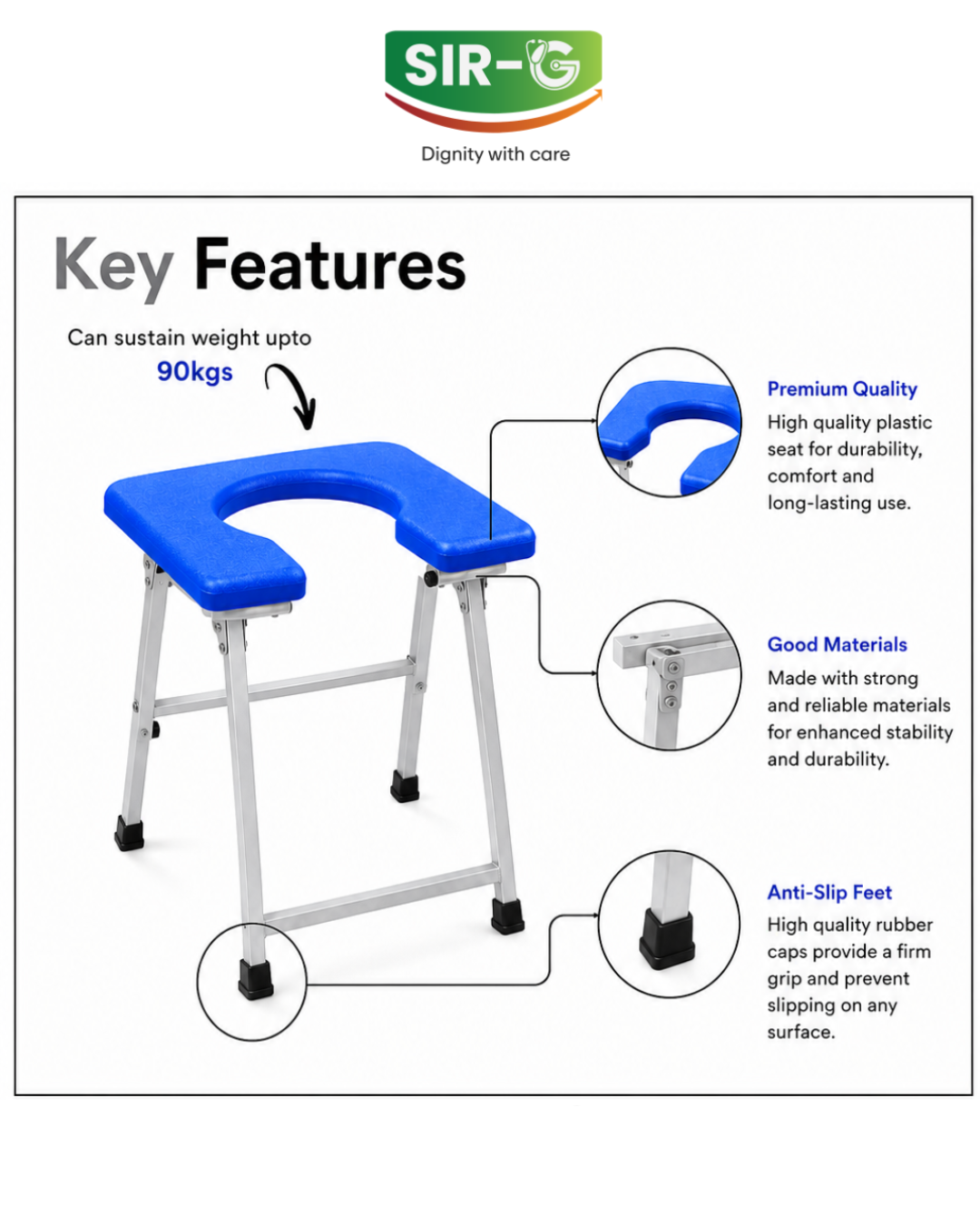 Blue Commode Stool