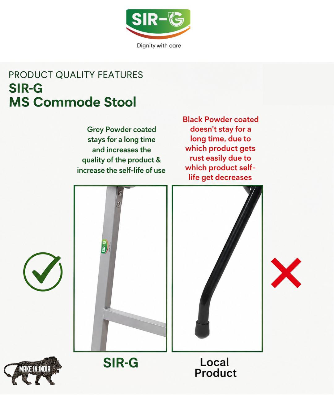 Grey Commode Stool