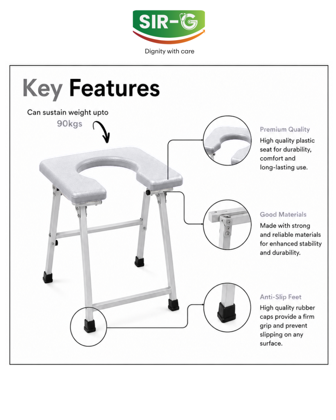 Grey Commode Stool
