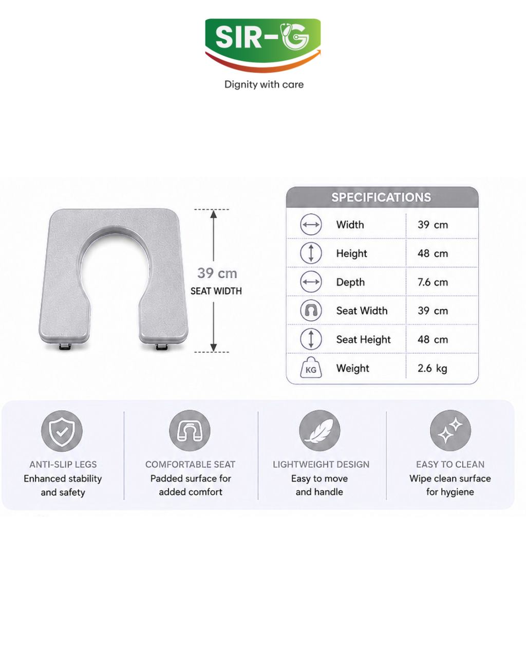 Grey Commode Stool