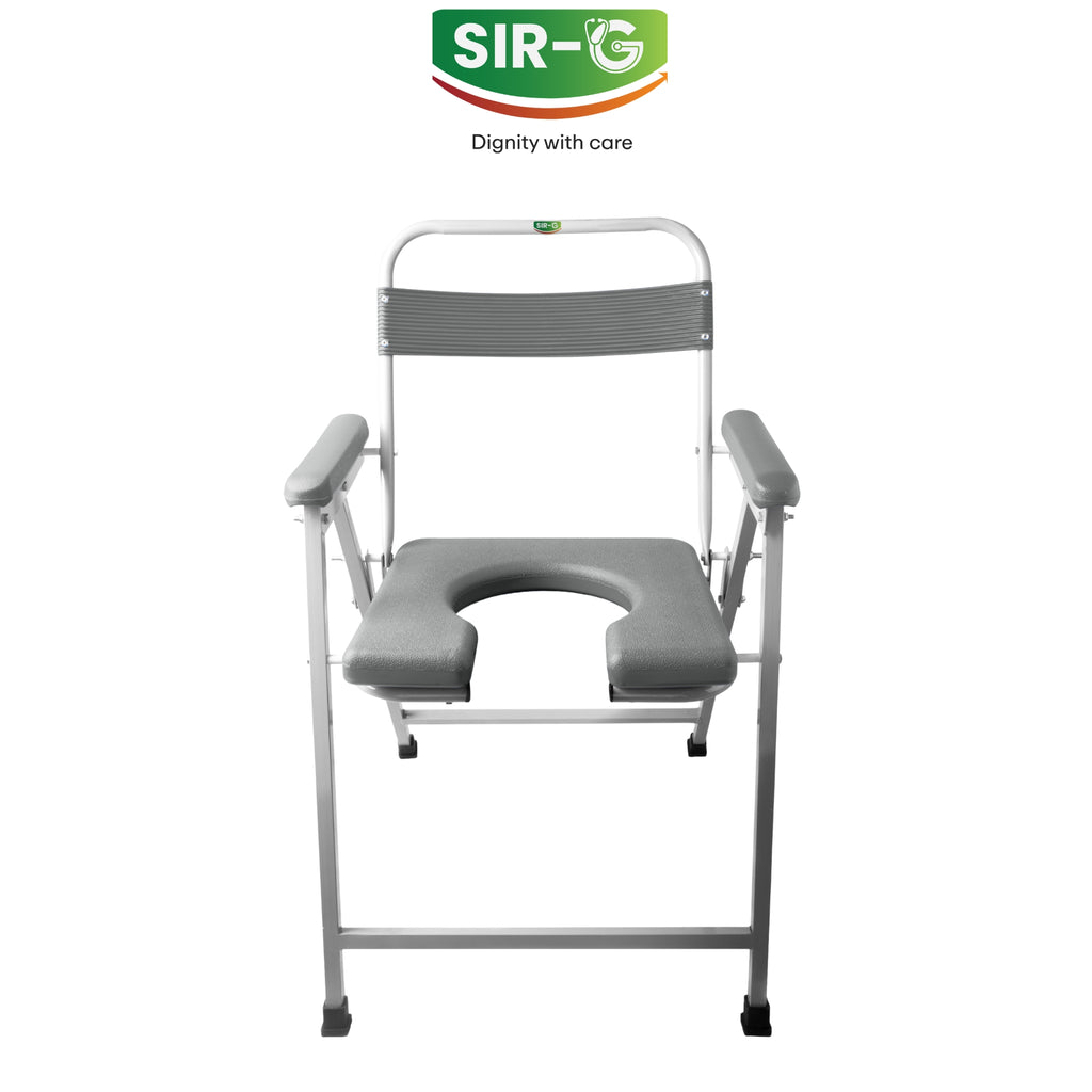 Grey Foldable Commode Chair