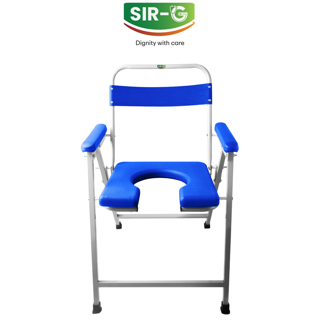 Blue Foldable Commode Chair